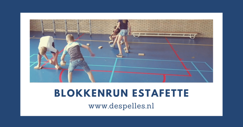 Blokkenrun Estafette in de gymles