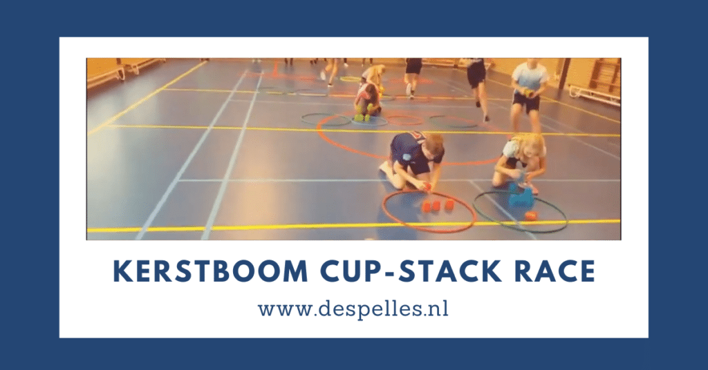 Kerstboom Cup Stack race in de gymles