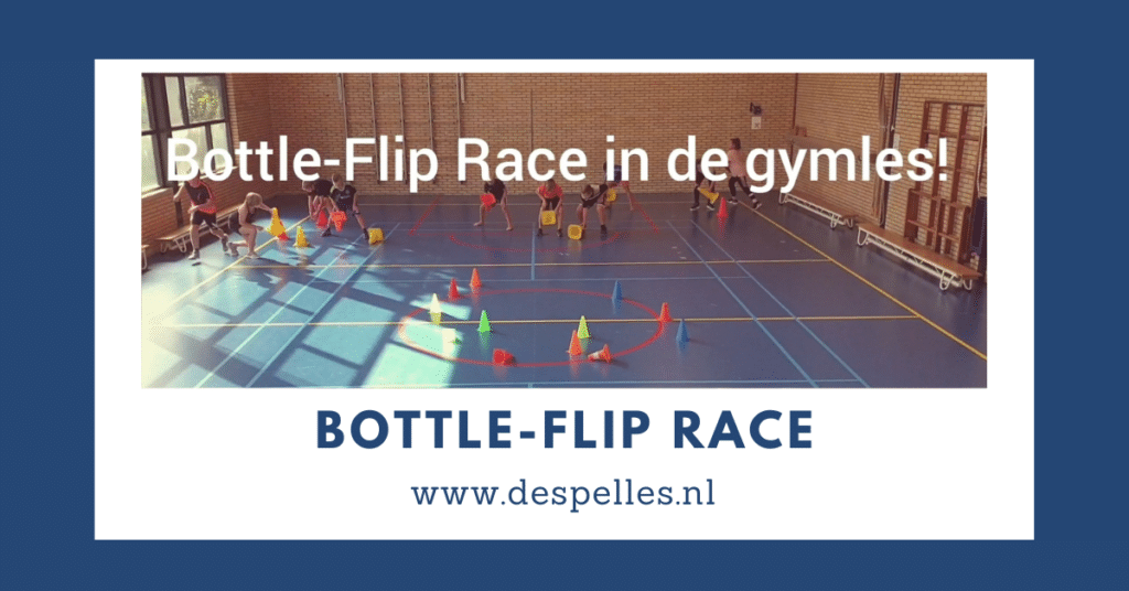 Bottle-Flip-Race in de gymles