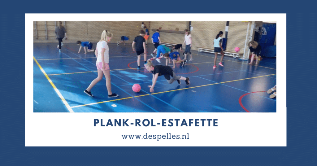 Plank-Rol-Estafette in de gymles