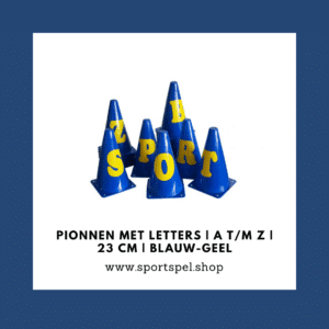 Pionnen met letters | A t/m Z | 23 cm | Blauw-Geel