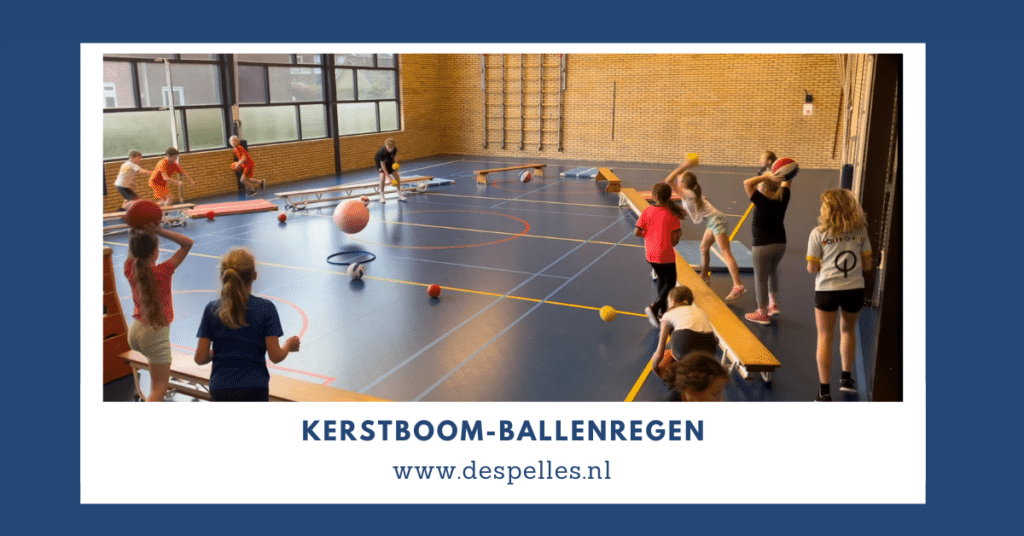Kerstboom-Ballenregen in de gymles