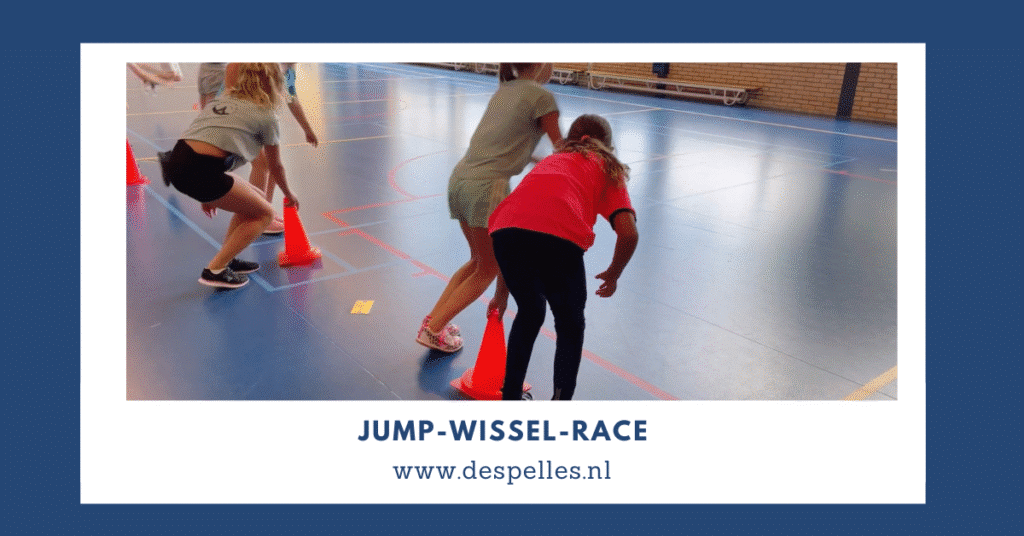 Jump-Wissel-Race in de gymles