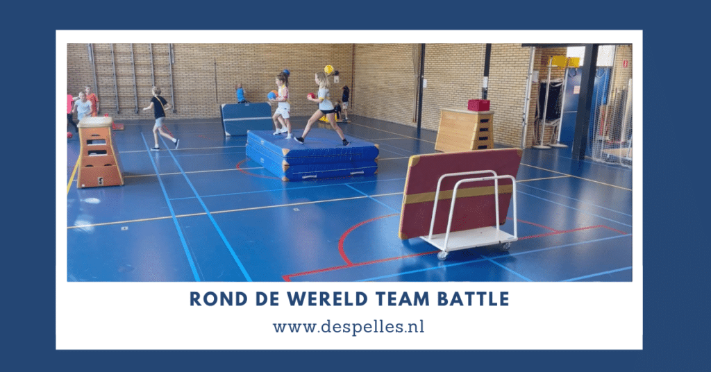 Rond de wereld Team Battle in de gymles